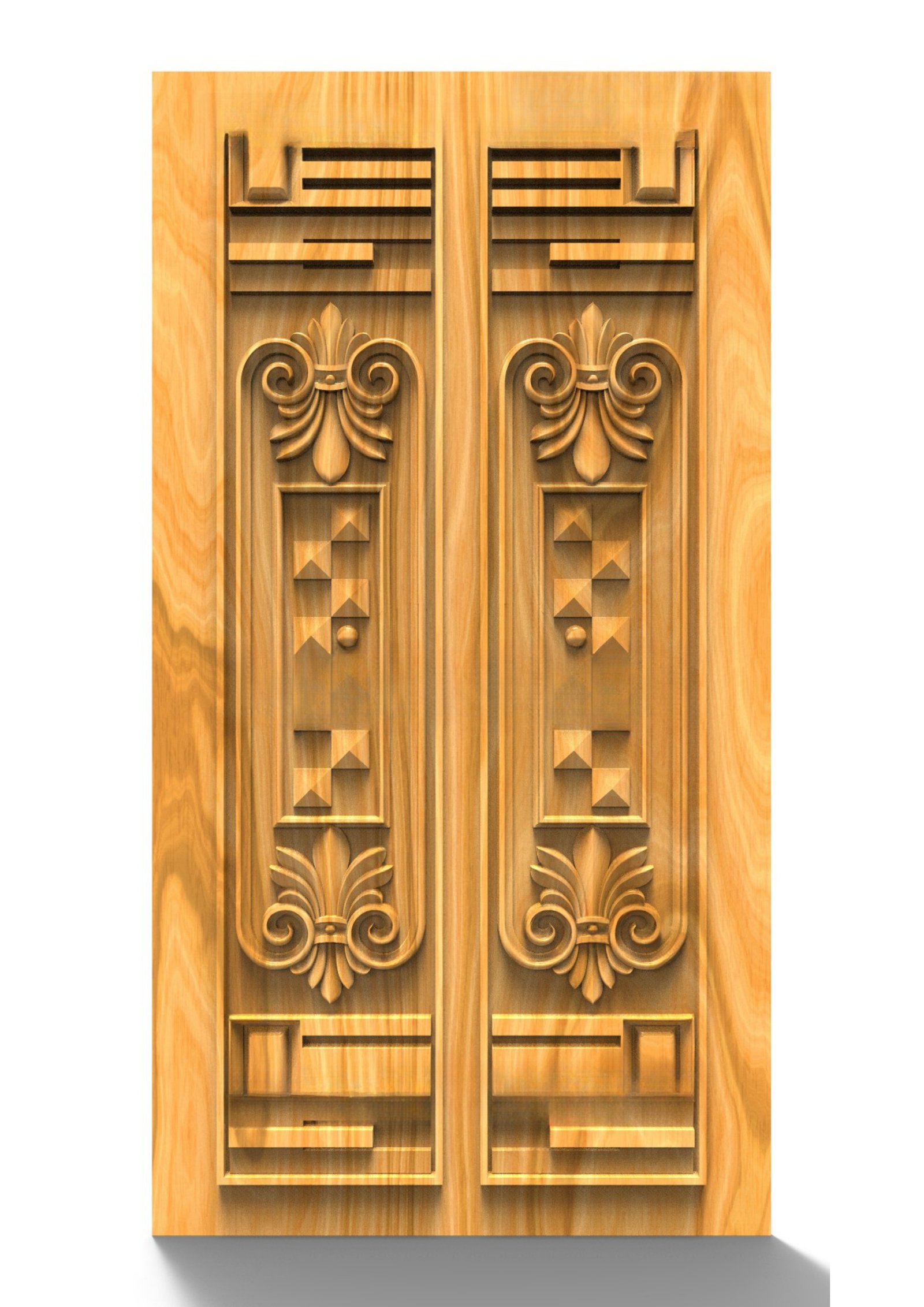 GSK NEW YEAR DOORS - PAGE-40 Decorative Geometric and Floral Motif Carved Door 3D Model